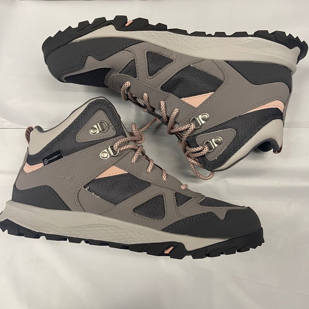 TIMBERLAND JUNIOR'S LINCOLN PEAK WATERPROOF MID HIKER MEDIUM GREY LEATHER A5RX3